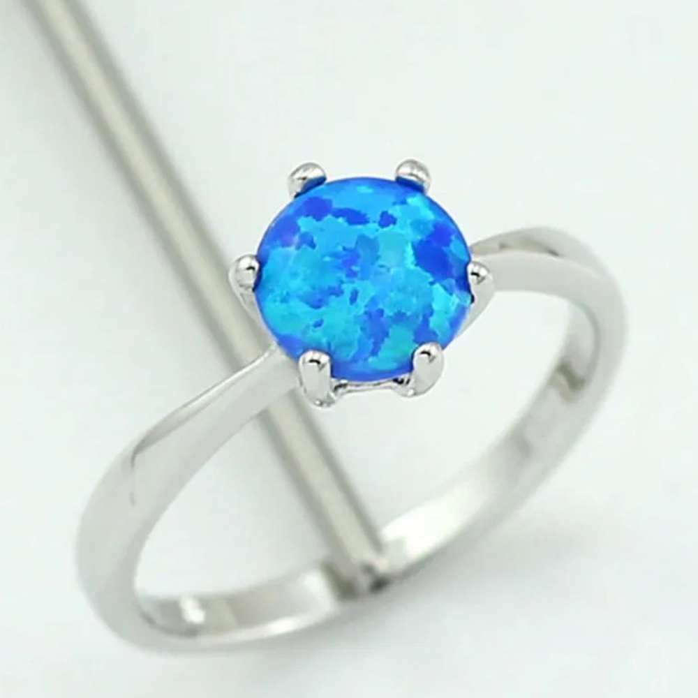 🆕 | Silver & Blue Simulated Opal | Ring | Various Sizes